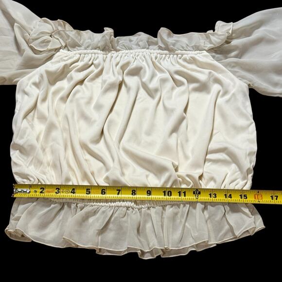 Spirit Halloween Womens SteamPunk Boho Peasant Festival Ruffle Ivory Top S/M - Picture 5 of 10